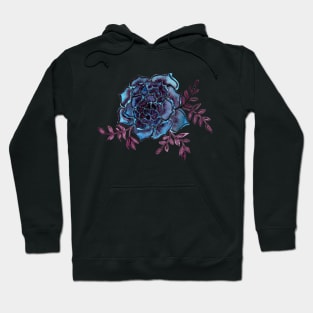 Watercolor houseleek - blue and burgundy Hoodie